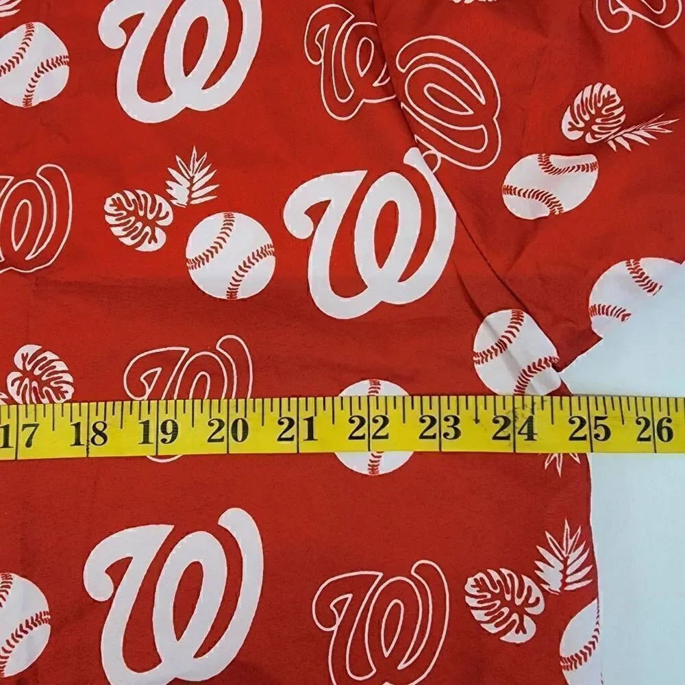 Masn mens Washington Nationals Button up Shirt red white size L